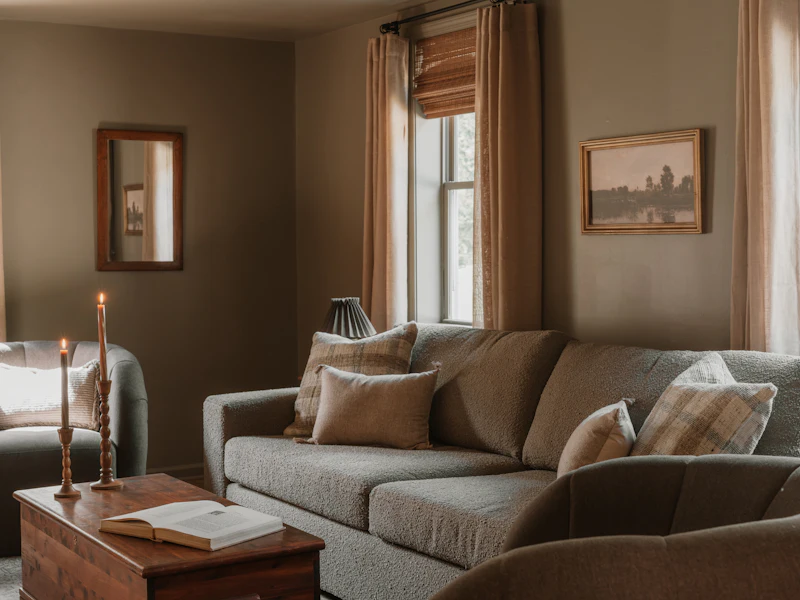 Living room with a sofa and armchair